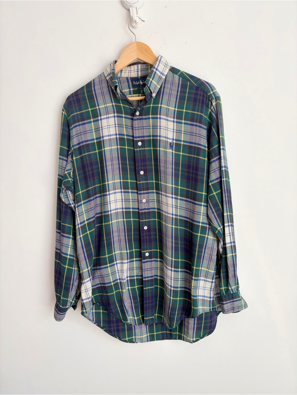 Ralph Lauren Green Plaid Cotton Button Down Shirt Preppy Heritage M
